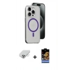 MARSİLYAN™- iPhone 14 Pro Max Kılıf Odak Form Özel Seri - Siyah Buffer Hayalet Cam Ekran Koruyucu + Band Metal Kamera Lens - GS