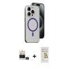 MARSİLYAN™- iPhone 14 Pro Max Kılıf Odak Form Özel Seri - Siyah Mat Seramik Nano Ekran Koruyucu + Bilvis Titan Kamera Lens - GS