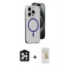 MARSİLYAN™- iPhone 14 Pro Max Kılıf Odak Form Özel Seri - Siyah Mat Seramik Nano Ekran Koruyucu + PVD Metal Kamera Lens - TU