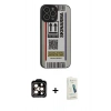 MARSİLYAN™- iPhone 14 Pro Max Kılıf Odak Klasik Serisi - Şeffaf Pasifik Cam Ekran Koruyucu + Turuncu PVD Metal Kamera Lens