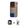 MARSİLYAN™- iPhone 14 Pro Max Kılıf Odak Klasik Serisi - Siyah Bilvis 3D Mat Cam Ekran Koruyucu + Turuncu PVD Metal Kamera Lens