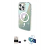 MARSİLYAN™- iPhone 14 Pro Max Kılıf Odak Modern Serisi - Siyah 3D Antistatik Cam Ekran Koruyucu + Siyah Bilvis Titan Kamera Lens