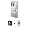 MARSİLYAN™- iPhone 14 Pro Max Kılıf Odak Modern Serisi - Siyah Bilvis Hayalet Cam Ekran Koruyucu + Turuncu PVD Metal Kamera Lens