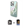 MARSİLYAN™- iPhone 14 Pro Max Kılıf Odak Modern Serisi - Siyah Buffer Hayalet Cam Ekran Koruyucu + PVD Metal Kamera Lens - TU