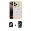 MARSİLYAN™- iPhone 14 Pro Max Kılıf Odak Prime - Şeffaf 360 Full Body Arka Koruyucu + PVD Metal Kamera Lens - TU
