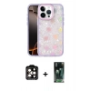 MARSİLYAN™- iPhone 14 Pro Max Kılıf Odak Prime - Şeffaf 360 Full Body Arka Koruyucu + PVD Metal Kamera Lens - TU