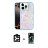 MARSİLYAN™- iPhone 14 Pro Max Kılıf Odak Prime - Şeffaf 360 Full Body Arka Koruyucu + PVD Metal Kamera Lens - TU