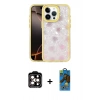 MARSİLYAN™- iPhone 14 Pro Max Kılıf Odak Prime - Siyah 18D Cam Ekran Koruyucu + PVD Metal Kamera Lens - TU