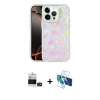 MARSİLYAN™- iPhone 14 Pro Max Kılıf Odak Prime - Siyah 3D Antistatik Cam Ekran Koruyucu + Derin Mor Bilvis Titan Kamera Lens