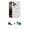 MARSİLYAN™- iPhone 14 Pro Max Kılıf Odak Prime - Siyah 3D Antistatik Cam Ekran Koruyucu + Derin Mor Bilvis Titan Kamera Lens