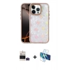 MARSİLYAN™- iPhone 14 Pro Max Kılıf Odak Prime - Siyah 3D Antistatik Cam Ekran Koruyucu + Derin Mor Bilvis Titan Kamera Lens