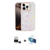 MARSİLYAN™- iPhone 14 Pro Max Kılıf Odak Prime - Siyah 3D Antistatik Cam Ekran Koruyucu + Derin Mor Bilvis Titan Kamera Lens