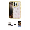 MARSİLYAN™- iPhone 14 Pro Max Kılıf Odak Prime - Siyah Buffer Hayalet Cam Ekran Koruyucu + Derin Mor Bilvis Titan Kamera Lens