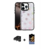MARSİLYAN™- iPhone 14 Pro Max Kılıf Odak Prime - Siyah Buffer Hayalet Cam Ekran Koruyucu + Gümüş Raze Metal Kamera Lens