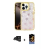 MARSİLYAN™- iPhone 14 Pro Max Kılıf Odak Prime - Siyah Buffer Hayalet Cam Ekran Koruyucu + Gümüş Raze Metal Kamera Lens