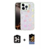 MARSİLYAN™- iPhone 14 Pro Max Kılıf Odak Prime - Siyah Buffer Hayalet Cam Ekran Koruyucu + PVD Metal Kamera Lens - TU