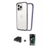 MARSİLYAN™- iPhone 14 Pro Max Kılıf Pusula Asil Koleksiyonu - Şeffaf 360 Full Body Arka Koruyucu + Gümüş Raze Metal Kamera Lens