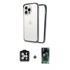 MARSİLYAN™- iPhone 14 Pro Max Kılıf Pusula Asil Koleksiyonu - Şeffaf 360 Full Body Arka Koruyucu + PVD Metal Kamera Lens - TU