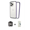 MARSİLYAN™- iPhone 14 Pro Max Kılıf Pusula Asil Koleksiyonu - Şeffaf Pasifik Cam Ekran Koruyucu + Turuncu PVD Metal Kamera Lens