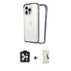 MARSİLYAN™- iPhone 14 Pro Max Kılıf Pusula Asil Koleksiyonu - Şeffaf Pasifik Cam Ekran Koruyucu + Turuncu PVD Metal Kamera Lens