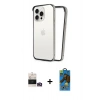 MARSİLYAN™- iPhone 14 Pro Max Kılıf Pusula Asil Koleksiyonu - Siyah 18D Cam Ekran Koruyucu + Bilvis Titan Kamera Lens - GD