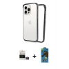 MARSİLYAN™- iPhone 14 Pro Max Kılıf Pusula Asil Koleksiyonu - Siyah 18D Cam Ekran Koruyucu + Bilvis Titan Kamera Lens - GD