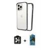 MARSİLYAN™- iPhone 14 Pro Max Kılıf Pusula Asil Koleksiyonu - Siyah 18D Cam Ekran Koruyucu + PVD Metal Kamera Lens - TU