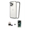 MARSİLYAN™- iPhone 14 Pro Max Kılıf Pusula Asil Koleksiyonu - Siyah 360 Mat Full Body Arka Koruyucu + Bilvis Titan Kamera Lens - SH