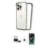 MARSİLYAN™- iPhone 14 Pro Max Kılıf Pusula Asil Koleksiyonu - Siyah 360 Mat Full Body Arka Koruyucu + Bilvis Titan Kamera Lens - GD