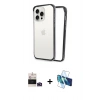 MARSİLYAN™- iPhone 14 Pro Max Kılıf Pusula Asil Koleksiyonu - Siyah 3D Antistatik Cam Ekran Koruyucu + Bilvis Titan Kamera Lens - DNMR