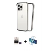 MARSİLYAN™- iPhone 14 Pro Max Kılıf Pusula Asil Koleksiyonu - Siyah 3D Antistatik Cam Ekran Koruyucu + Bilvis Titan Kamera Lens - DNMR