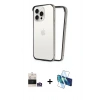 MARSİLYAN™- iPhone 14 Pro Max Kılıf Pusula Asil Koleksiyonu - Siyah 3D Antistatik Cam Ekran Koruyucu + Bilvis Titan Kamera Lens - GS