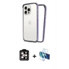 MARSİLYAN™- iPhone 14 Pro Max Kılıf Pusula Asil Koleksiyonu - Siyah 3D Antistatik Cam Ekran Koruyucu + PVD Metal Kamera Lens - TU