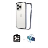 MARSİLYAN™- iPhone 14 Pro Max Kılıf Pusula Asil Koleksiyonu - Siyah 3D Antistatik Cam Ekran Koruyucu + PVD Metal Kamera Lens - TU