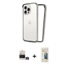 MARSİLYAN™- iPhone 14 Pro Max Kılıf Pusula Asil Koleksiyonu - Siyah 6D Mat Seramik Hayalet Nano Ekran Koruyucu + Gümüş Bilvis Titan Kamera Lens
