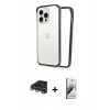 MARSİLYAN™- iPhone 14 Pro Max Kılıf Pusula Asil Koleksiyonu - Siyah Bilvis 3D Mat Cam Ekran Koruyucu + Raze Metal Kamera Lens - GS
