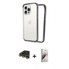 MARSİLYAN™- iPhone 14 Pro Max Kılıf Pusula Asil Koleksiyonu - Siyah Bilvis 3D Mat Cam Ekran Koruyucu + Raze Metal Kamera Lens - GD