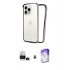 MARSİLYAN™- iPhone 14 Pro Max Kılıf Pusula Asil Koleksiyonu - Siyah Bilvis 5in1 3D Magic Cam Ekran Koruyucu + Bilvis Titan Kamera Lens - SH