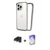 MARSİLYAN™- iPhone 14 Pro Max Kılıf Pusula Asil Koleksiyonu - Siyah Bilvis 5in1 3D Magic Cam Ekran Koruyucu + Raze Metal Kamera Lens - GS