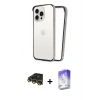 MARSİLYAN™- iPhone 14 Pro Max Kılıf Pusula Asil Koleksiyonu - Siyah Bilvis 5in1 3D Magic Cam Ekran Koruyucu + Raze Metal Kamera Lens - GD