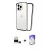 MARSİLYAN™- iPhone 14 Pro Max Kılıf Pusula Asil Koleksiyonu - Siyah Bilvis 5in1 3D Magic Cam Ekran Koruyucu + Bilvis Titan Kamera Lens - GS