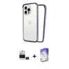 MARSİLYAN™- iPhone 14 Pro Max Kılıf Pusula Asil Koleksiyonu - Siyah Bilvis 5in1 3D Magic Cam Ekran Koruyucu + Derin Mor Bilvis Titan Kamera Lens