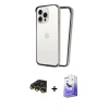 MARSİLYAN™- iPhone 14 Pro Max Kılıf Pusula Asil Koleksiyonu - Siyah Bilvis 5in1 5D Magic Hayalet Cam Ekran Koruyucu + Raze Metal Kamera Lens - GD