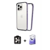 MARSİLYAN™- iPhone 14 Pro Max Kılıf Pusula Asil Koleksiyonu - Siyah Bilvis 5in1 5D Magic Hayalet Cam Ekran Koruyucu + Turuncu PVD Metal Kamera Lens