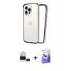 MARSİLYAN™- iPhone 14 Pro Max Kılıf Pusula Asil Koleksiyonu - Siyah Bilvis 5in1 5D Magic Hayalet Cam Ekran Koruyucu + Bilvis Titan Kamera Lens - DNMR