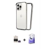 MARSİLYAN™- iPhone 14 Pro Max Kılıf Pusula Asil Koleksiyonu - Siyah Bilvis 5in1 5D Magic Hayalet Cam Ekran Koruyucu + Bilvis Titan Kamera Lens - GS