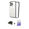 MARSİLYAN™- iPhone 14 Pro Max Kılıf Pusula Asil Koleksiyonu - Siyah Bilvis 5in1 5D Magic Hayalet Cam Ekran Koruyucu + Raze Metal Kamera Lens - GD