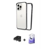MARSİLYAN™- iPhone 14 Pro Max Kılıf Pusula Asil Koleksiyonu - Siyah Bilvis 5in1 5D Magic Hayalet Cam Ekran Koruyucu + Raze Metal Kamera Lens - GS
