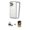 MARSİLYAN™- iPhone 14 Pro Max Kılıf Pusula Asil Koleksiyonu - Siyah Buffer Cam Ekran Koruyucu + Bilvis Titan Kamera Lens - GD
