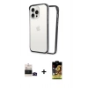 MARSİLYAN™- iPhone 14 Pro Max Kılıf Pusula Asil Koleksiyonu - Siyah Buffer Cam Ekran Koruyucu + Bilvis Titan Kamera Lens - SH